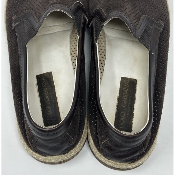 Dolce & Gabanna Perforated Suede Loafers Men’s 10 Brown Espadrille Slippers main image 12